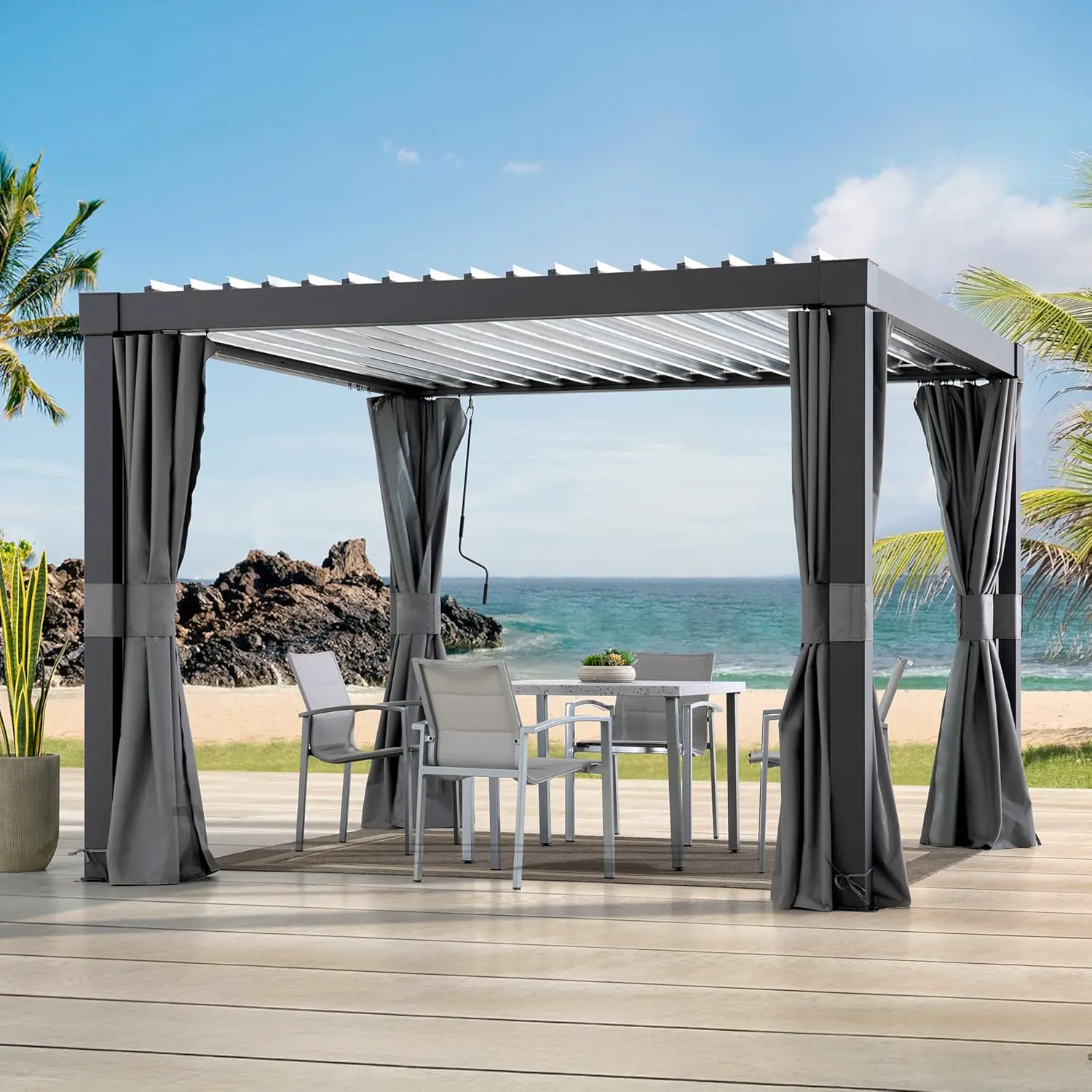 Pergola en aluminium anthracite 3x3 m vue 9
