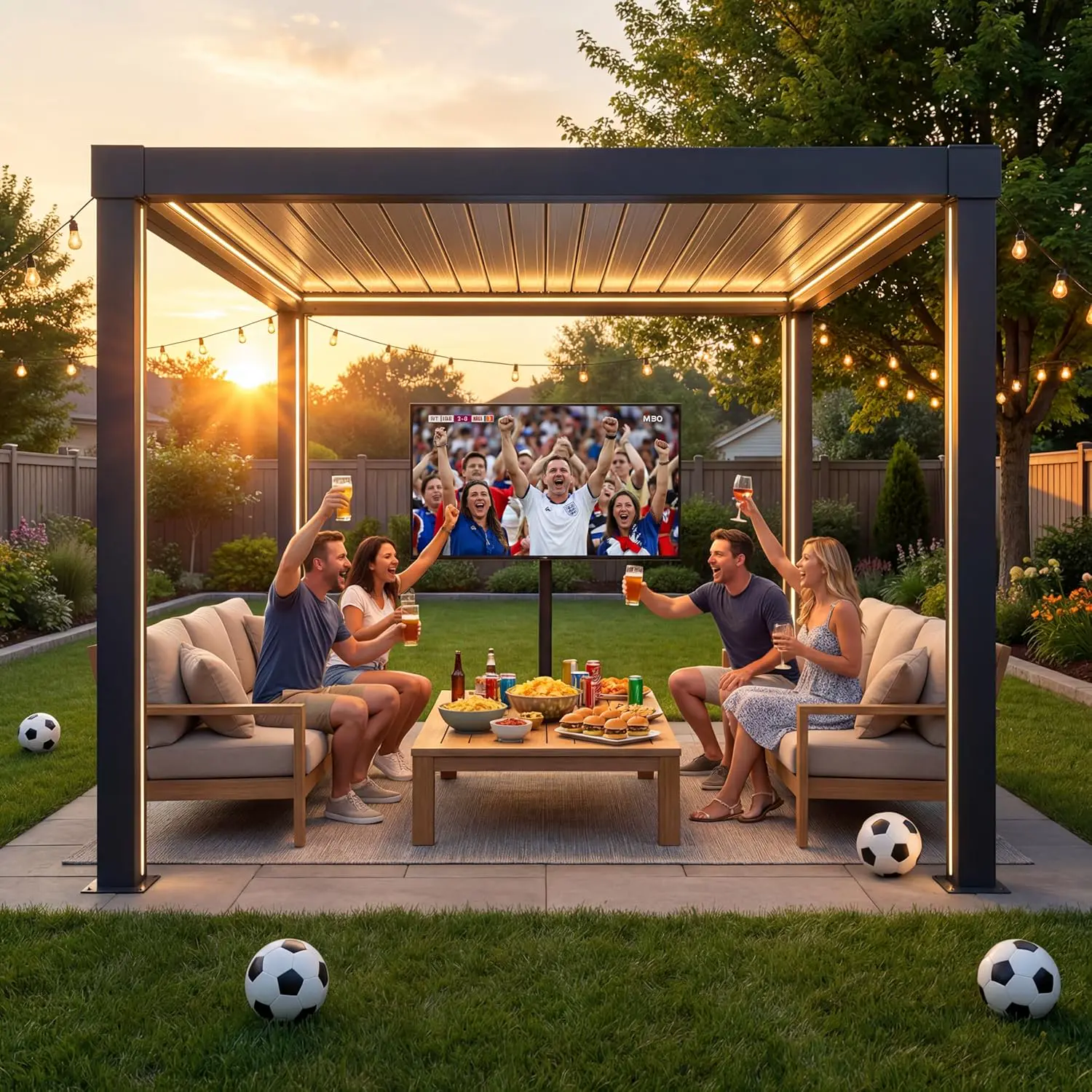 Pergola en aluminium anthracite 3x3 m vue 10