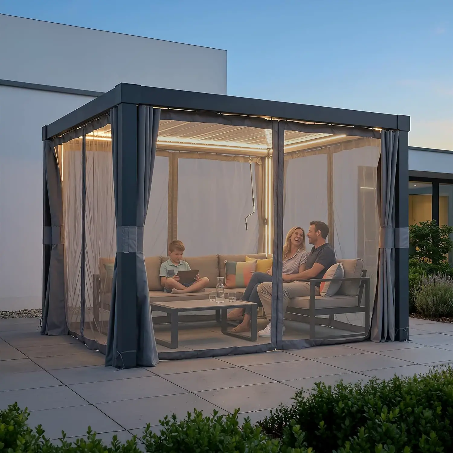 Pergola en aluminium anthracite 3x3 m vue 12