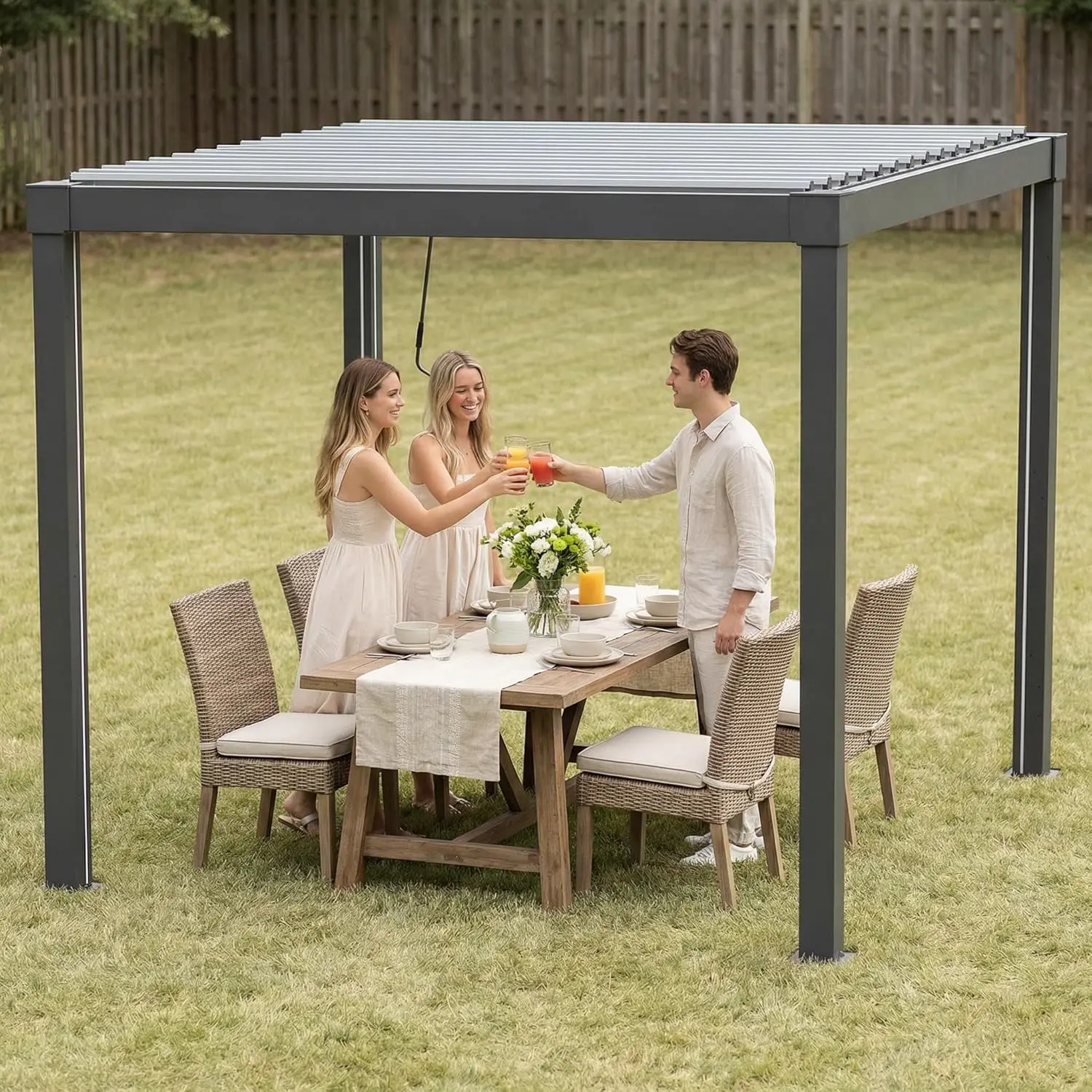 Pergola en aluminium anthracite 3x3 m vue 13