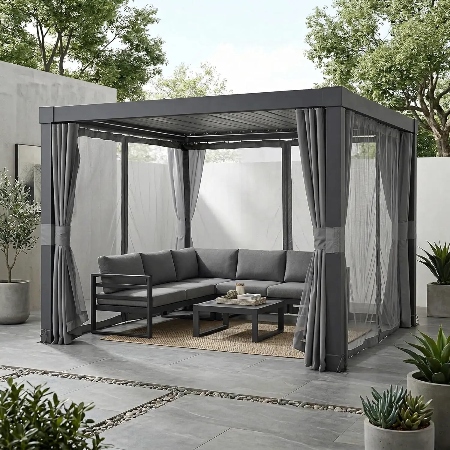 Pergola en aluminium anthracite 3x3 m vue 14