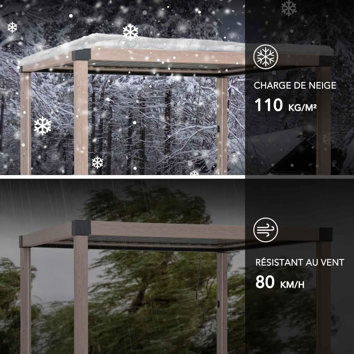 Pergola en aluminium 3x3 m vue 6