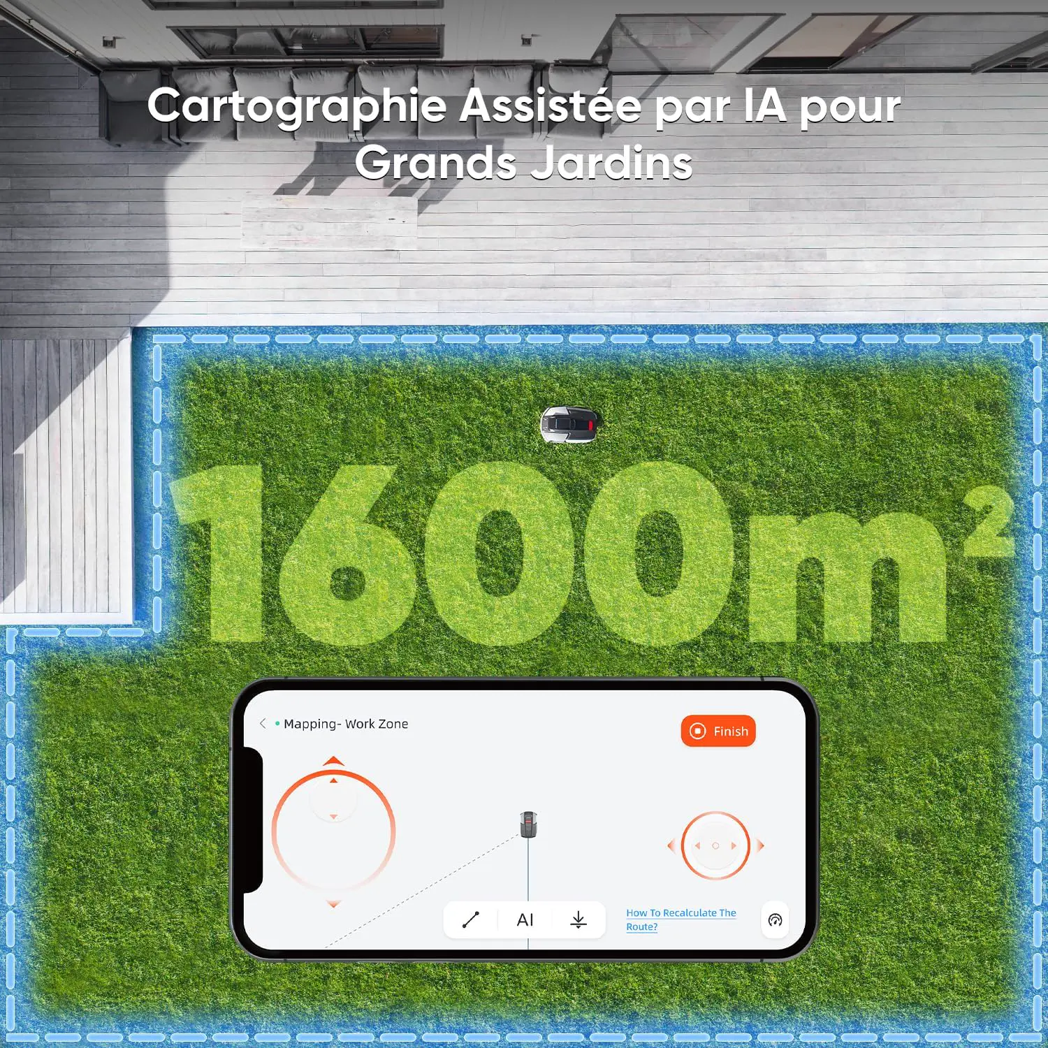Robot tondeuse gris vue 4