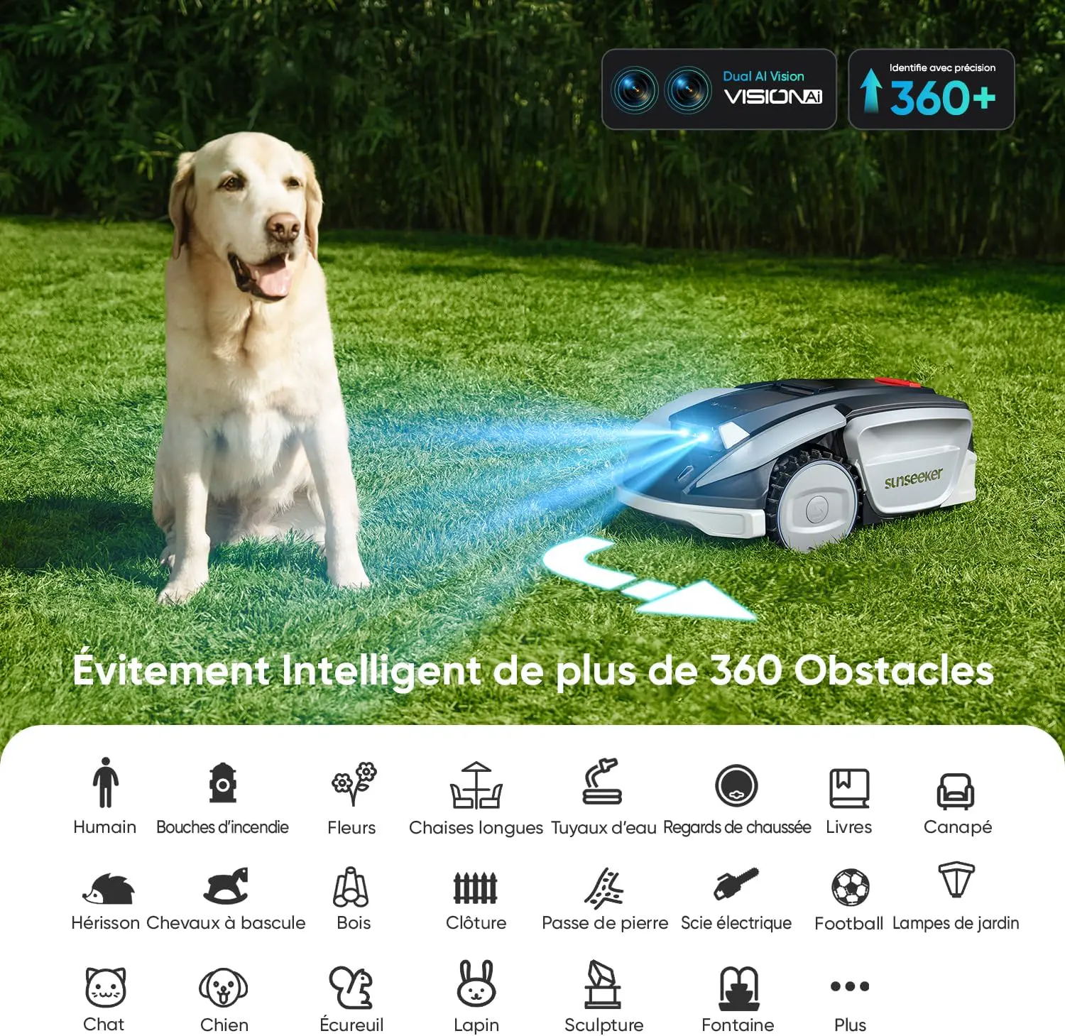 Robot tondeuse gris vue 5