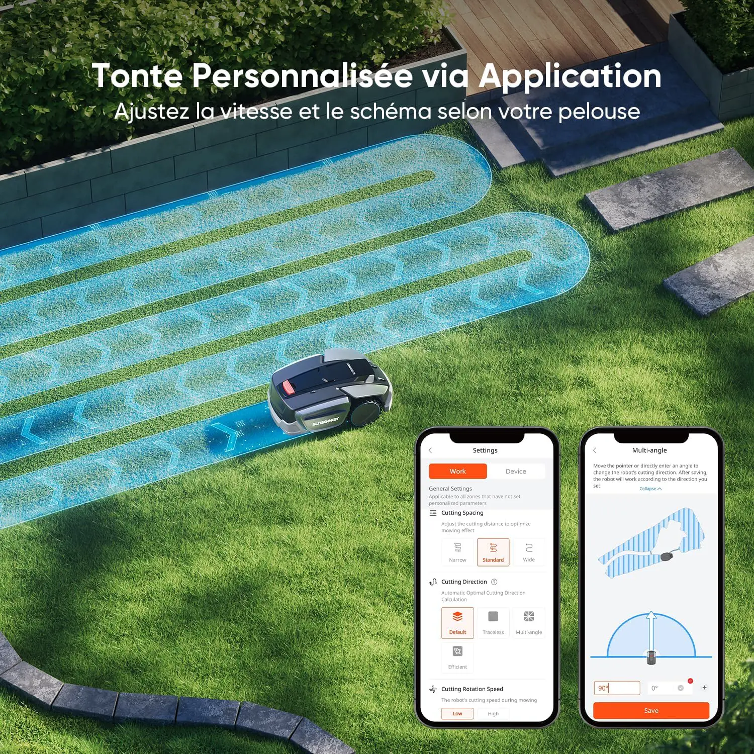 Robot tondeuse gris vue 7