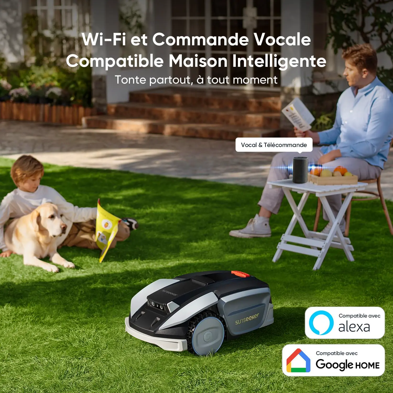 Robot tondeuse gris vue 9