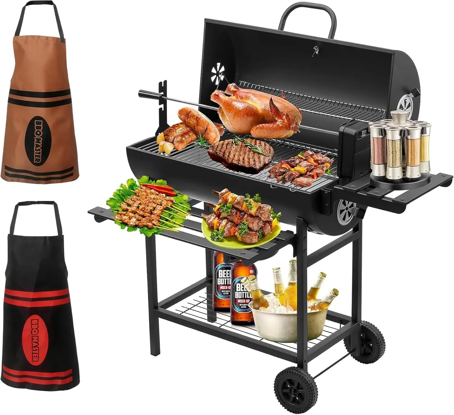 TEENO Barbecue Charbon de Bois,avec Grille de Cuisson XXL,Gants