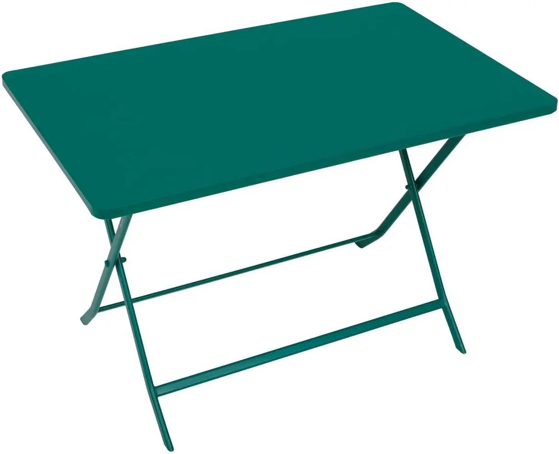 Table de jardin 4 places en métal vert vue 3