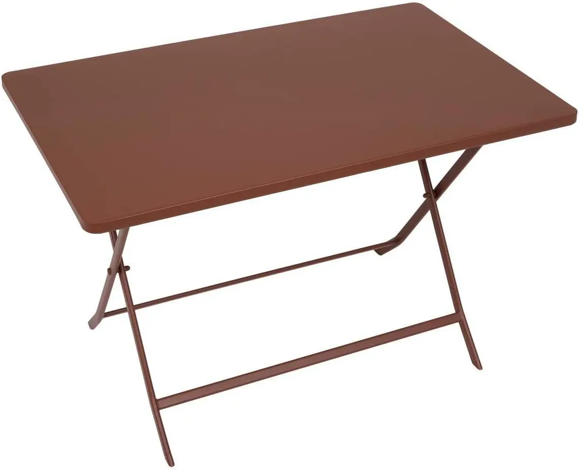 Table de jardin 4 places en métal marron vue 2