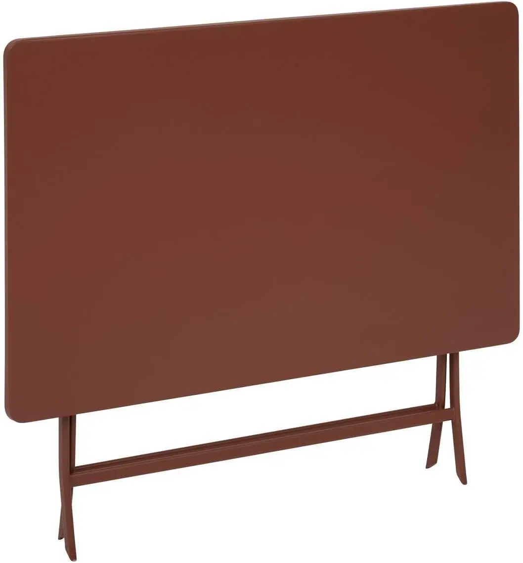 Table de jardin 4 places en métal marron vue 3