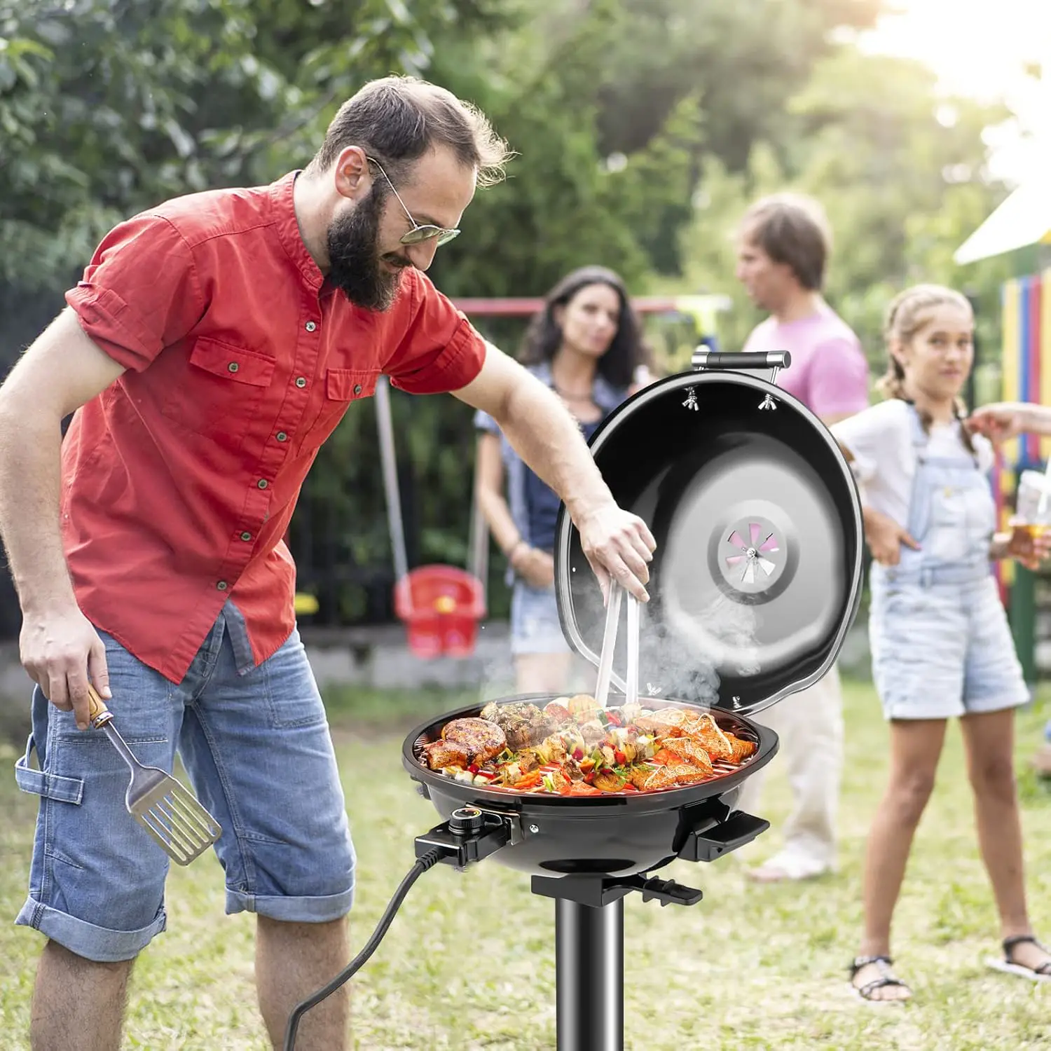Barbecue électrique 10 places en métal noir vue 2