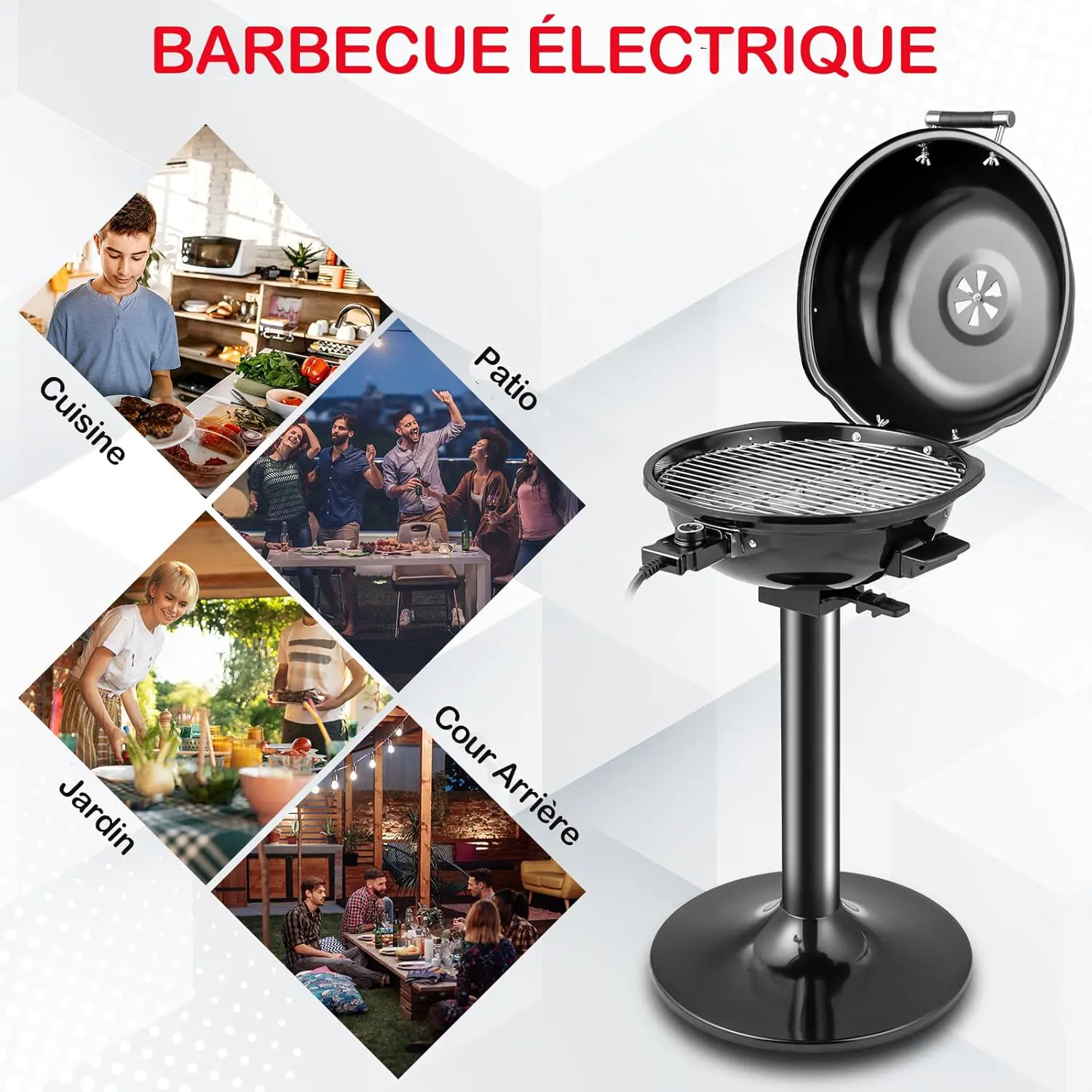 Barbecue électrique 10 places en métal noir vue 8