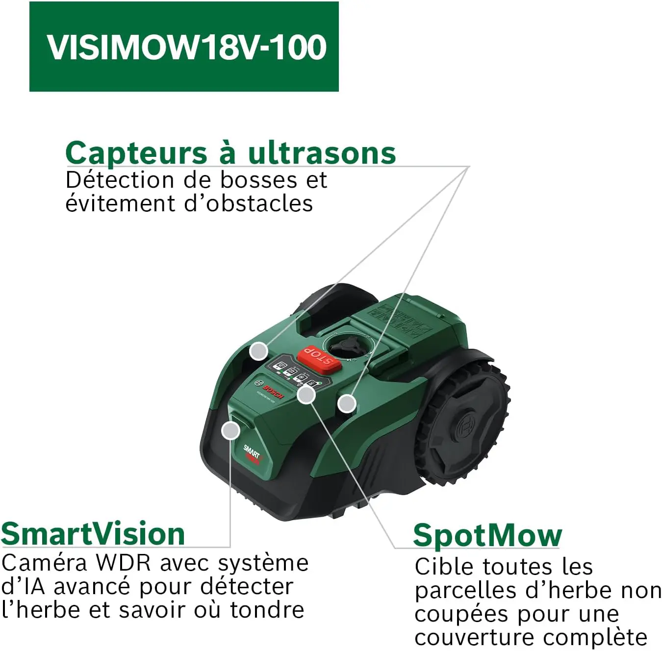 Robot tondeuse 100 m² vue 3