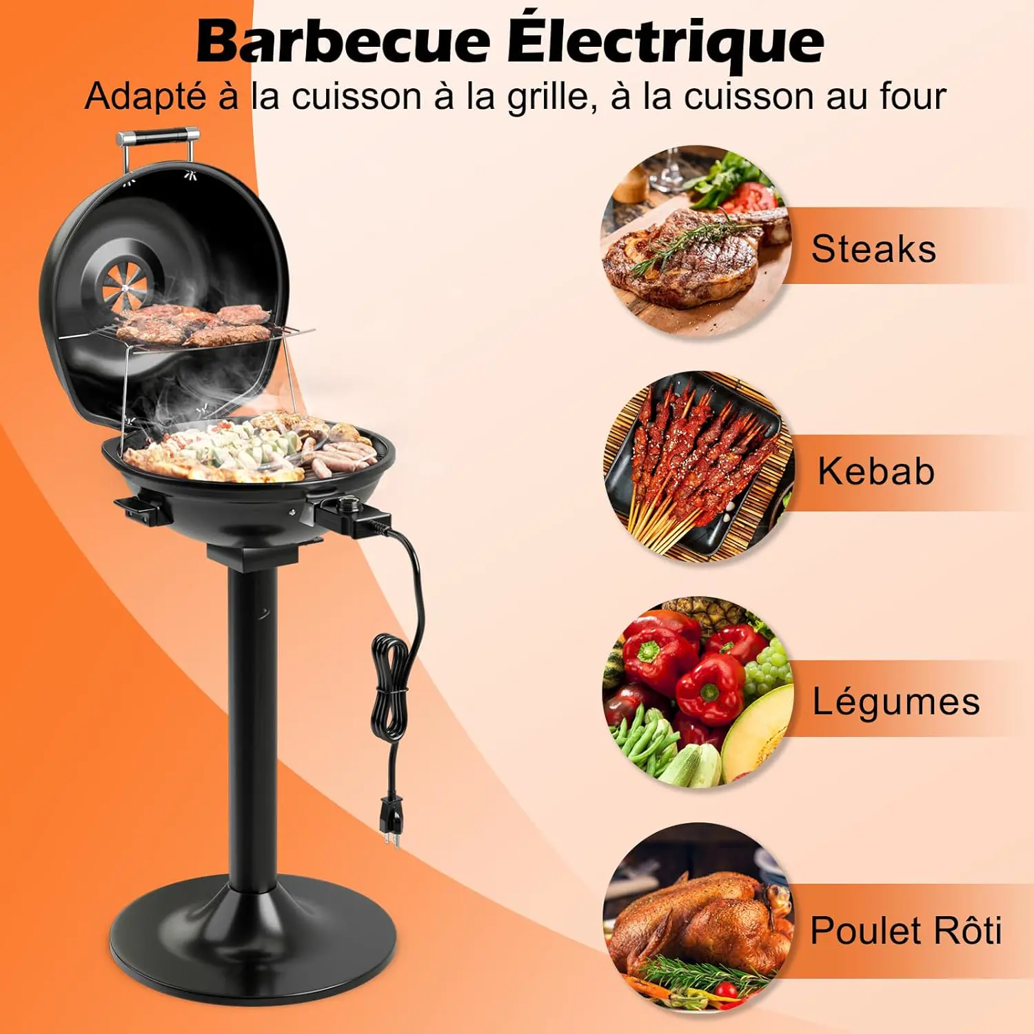 Barbecue électrique 10 places en métal vue 8