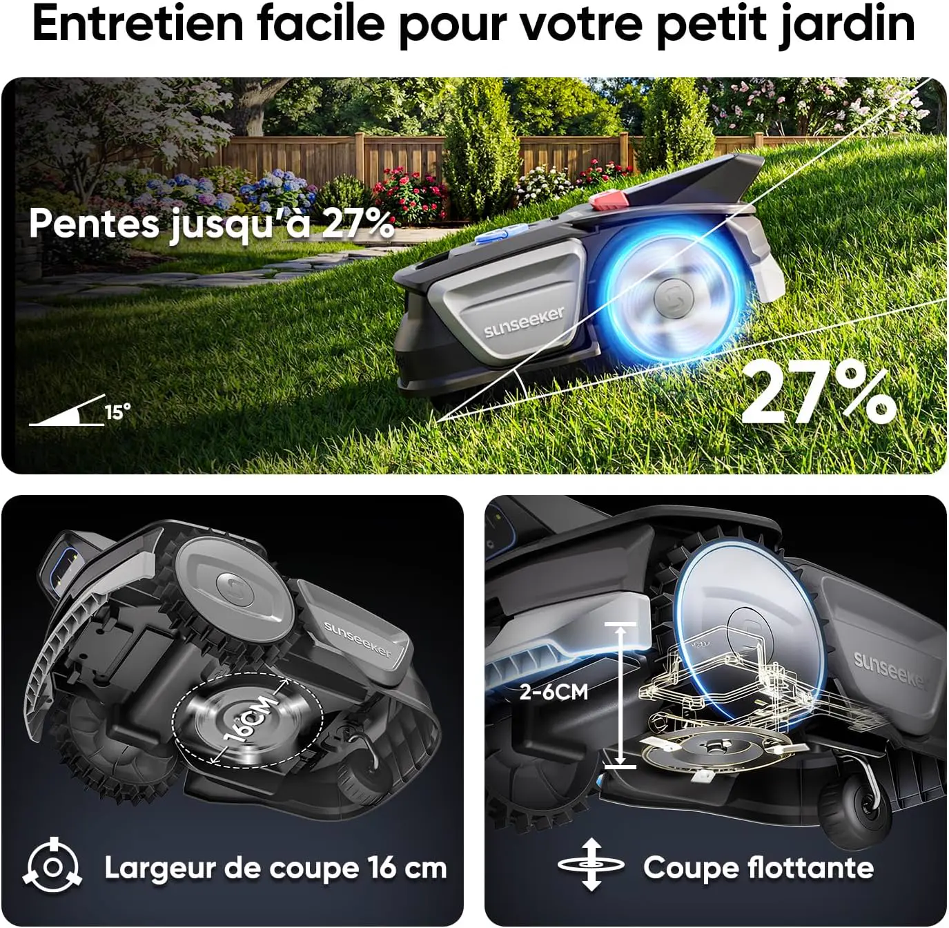 Robot tondeuse Sunseeker V1 avec Garage, Robot Tondeuse sans F… vue 5