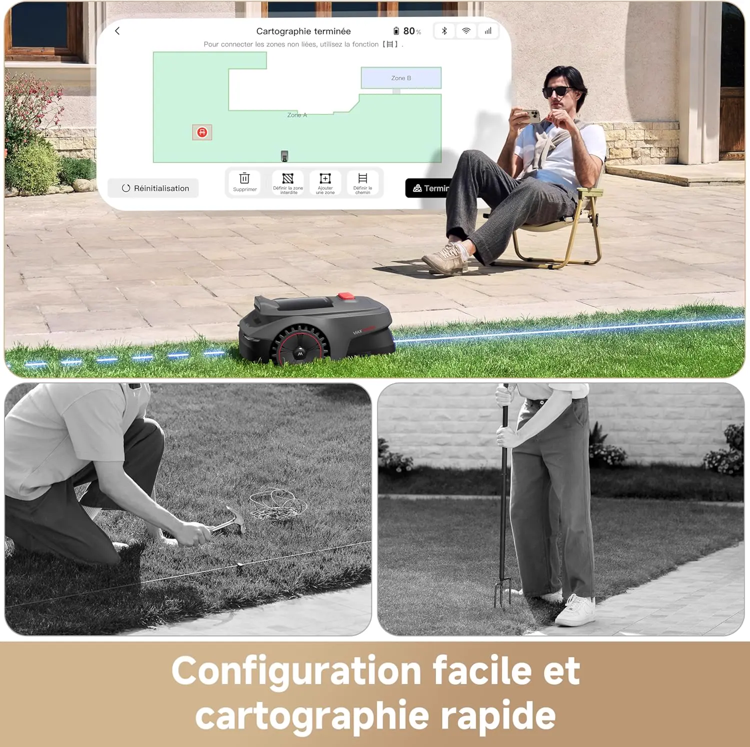 Robot tondeuse MOVA ViAX 250 Robot Tondeuse sans Fil périphérique vue 2