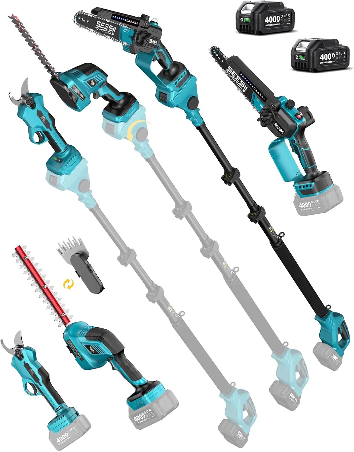 SEESII Mini Tronçonneuse 6 Pouces & Taille-Haie & Secateur Electrique