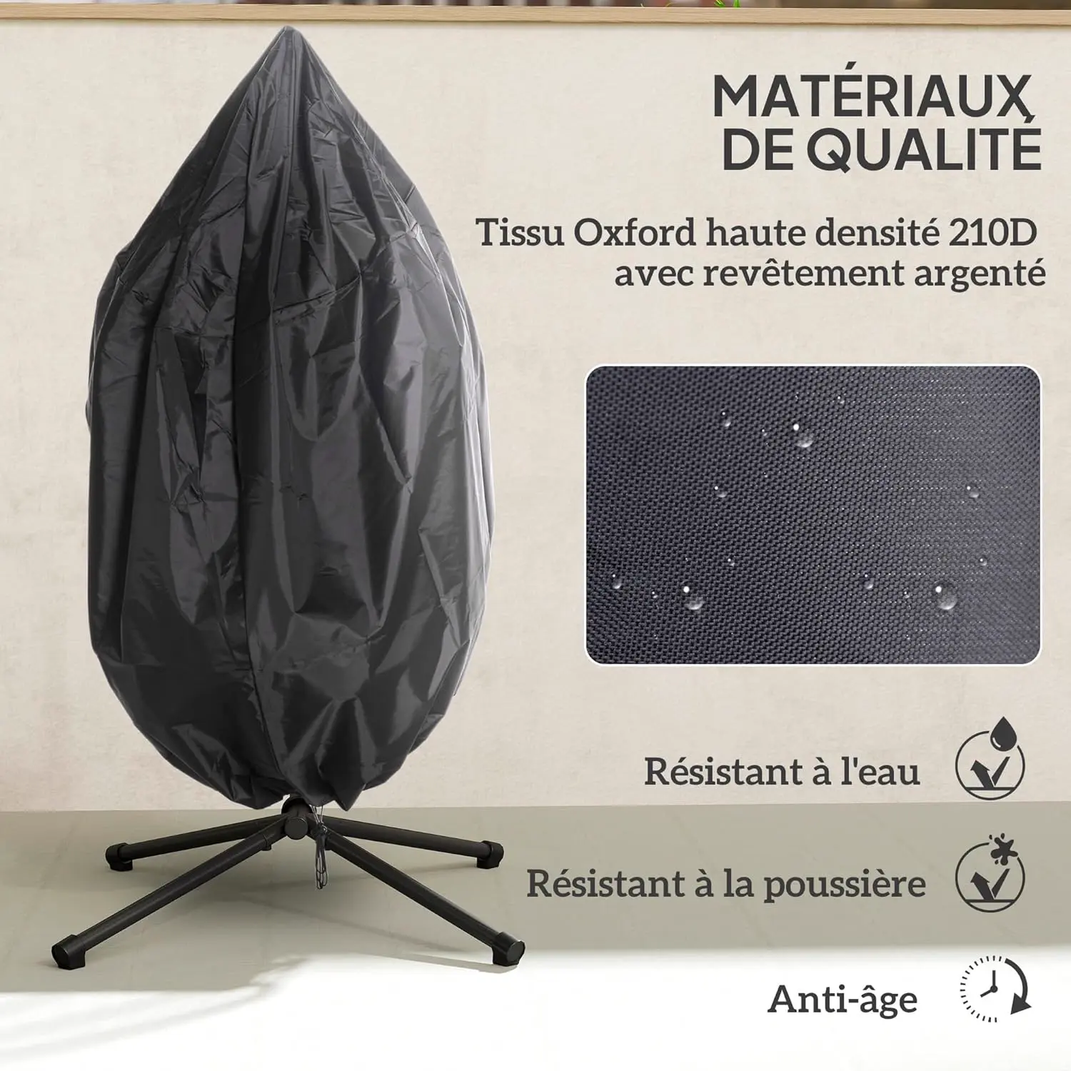 Fauteuils suspendus en résine gris vue 4