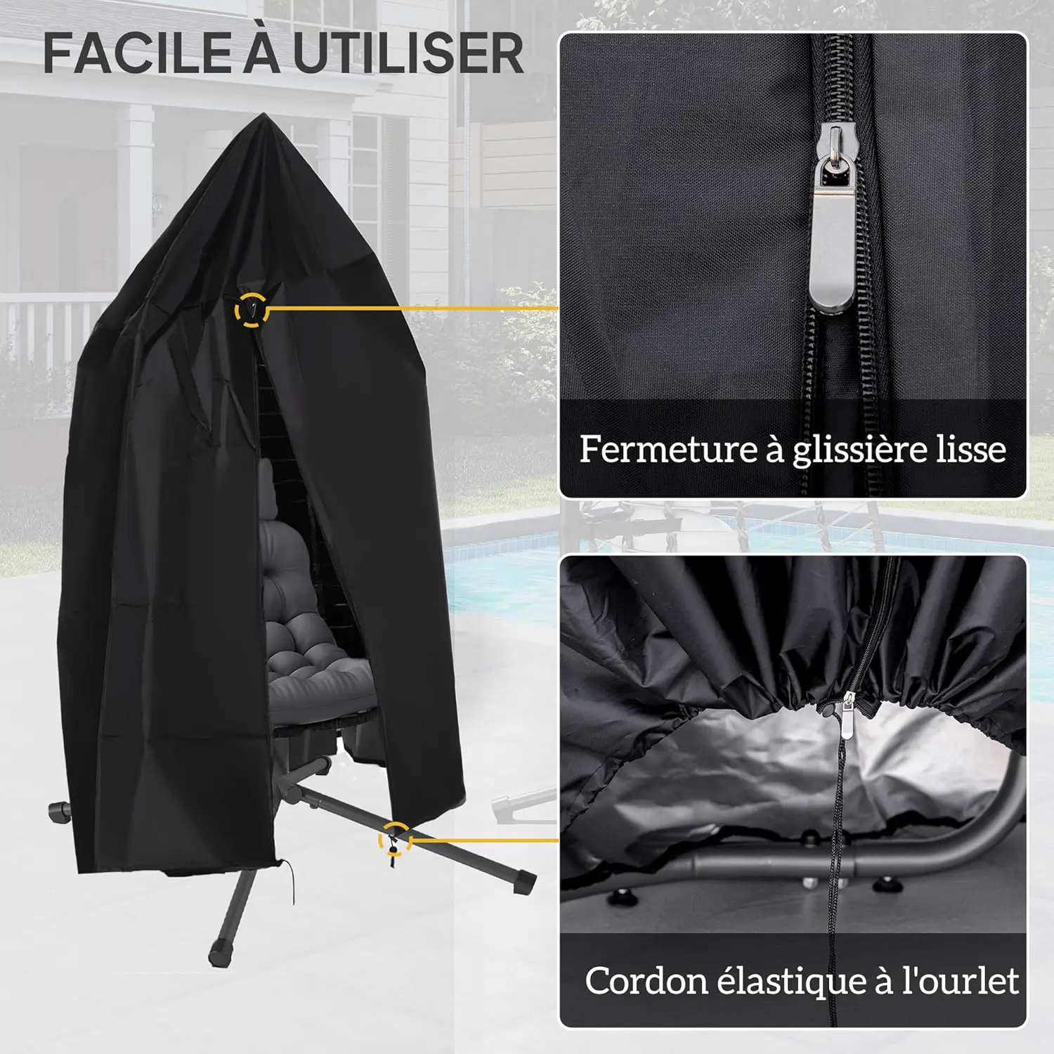Fauteuils suspendus en résine gris vue 6