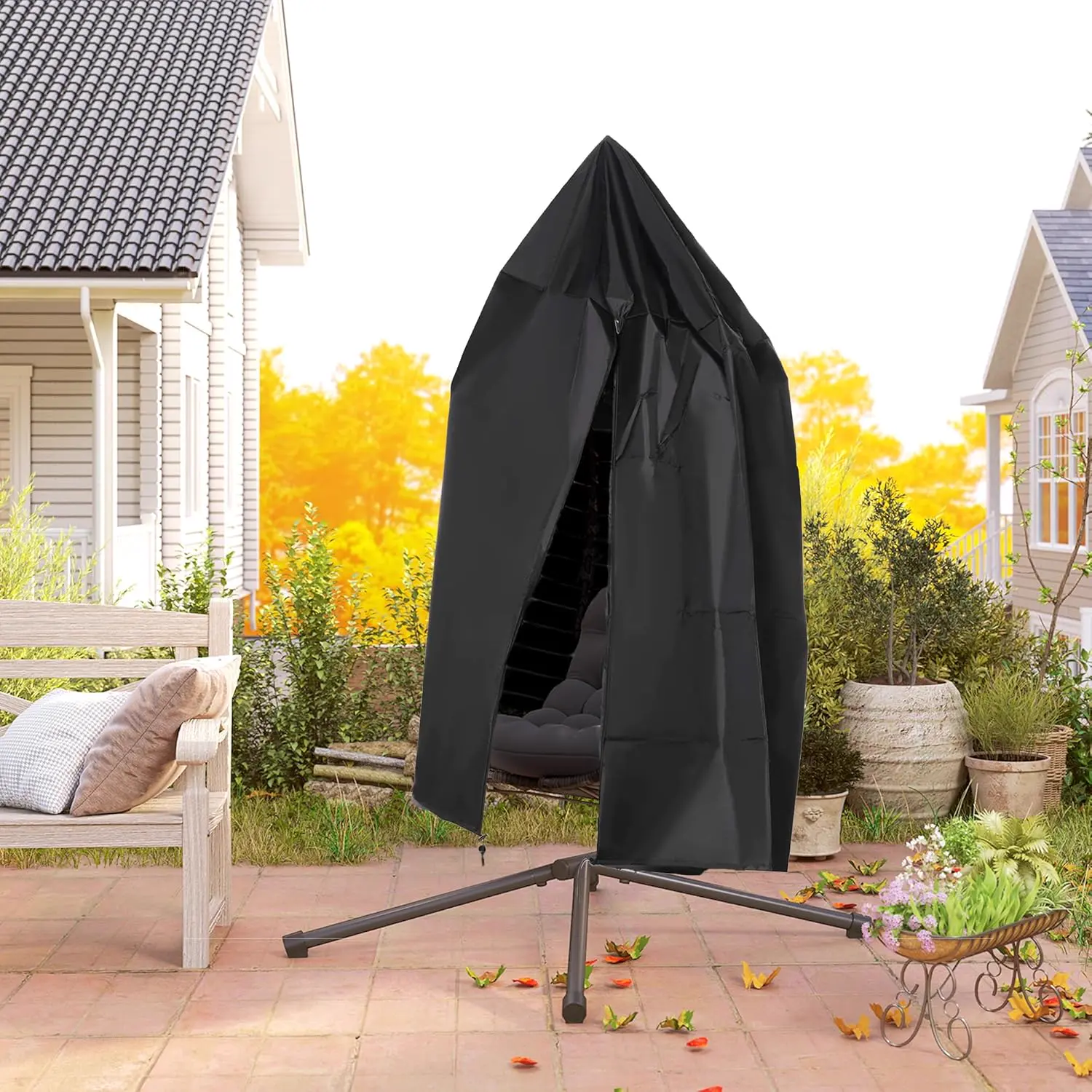 Fauteuils suspendus en résine gris vue 9