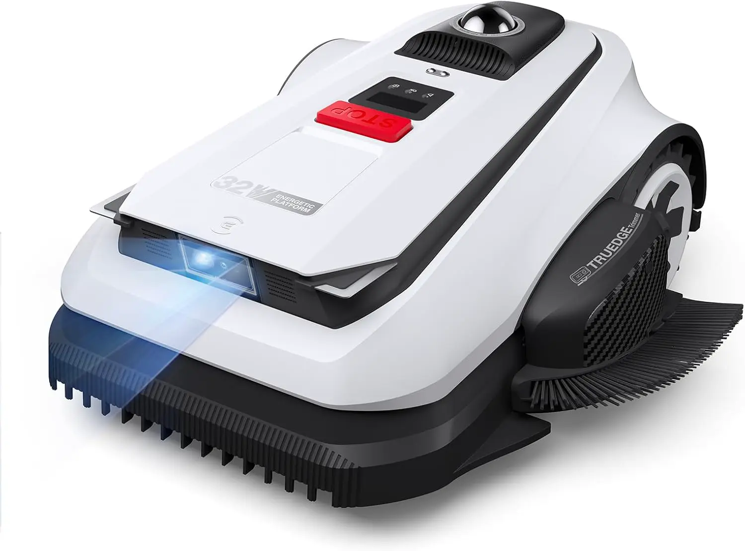 Robot tondeuse blanc vue 1