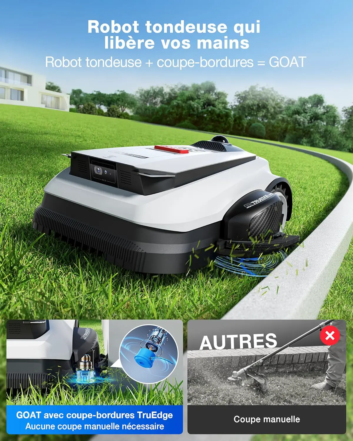 Robot tondeuse blanc vue 2