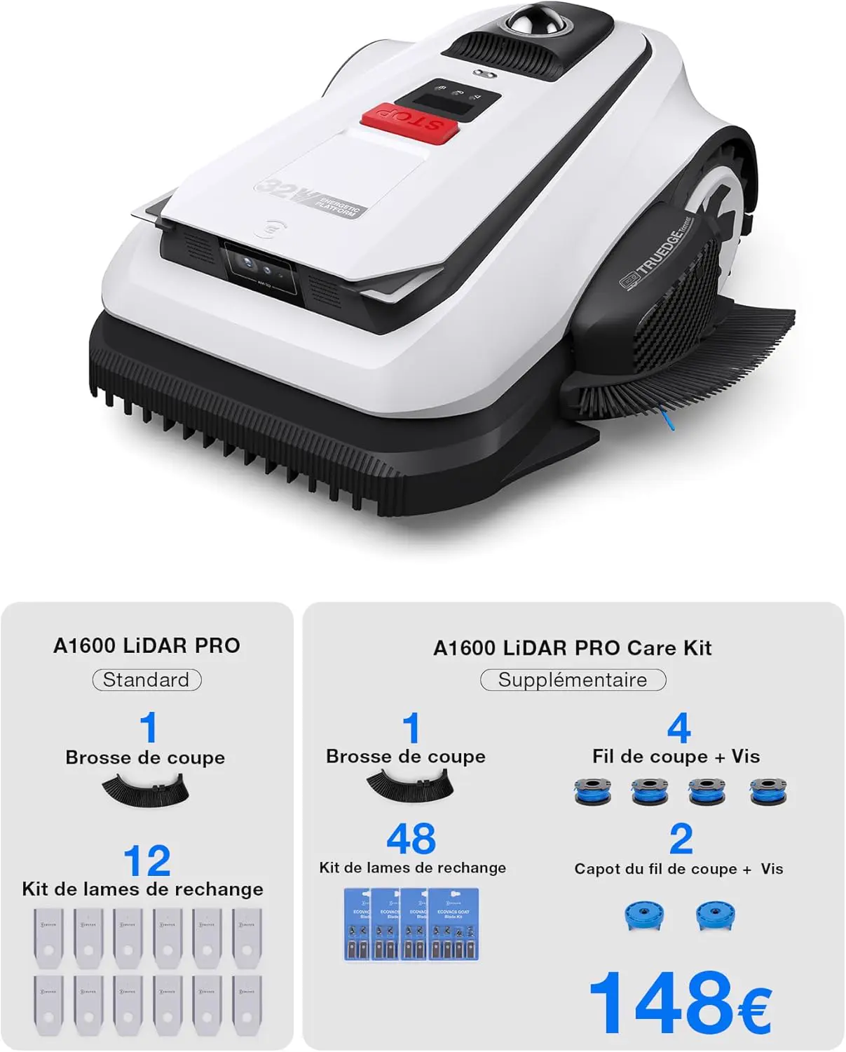Robot tondeuse Ecovacs Goat A1600 LiDAR Pro Care Kit Robot Ton… vue 2