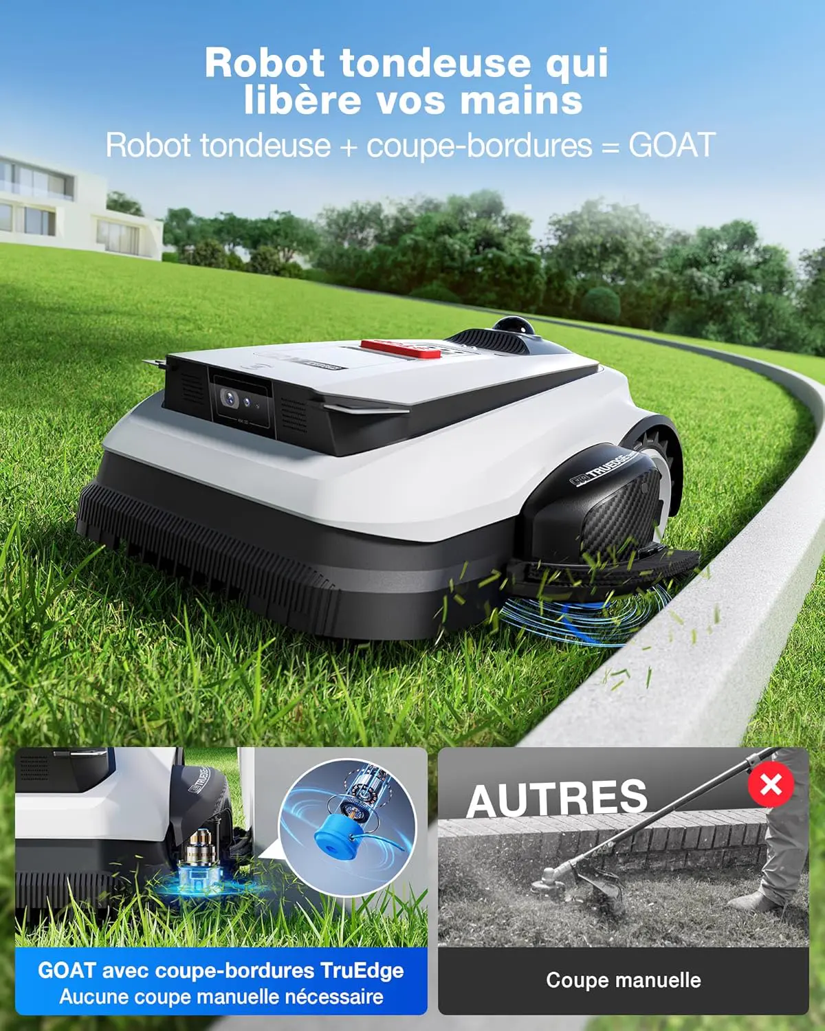 Robot tondeuse Ecovacs Goat A1600 LiDAR Pro Care Kit Robot Ton… vue 3
