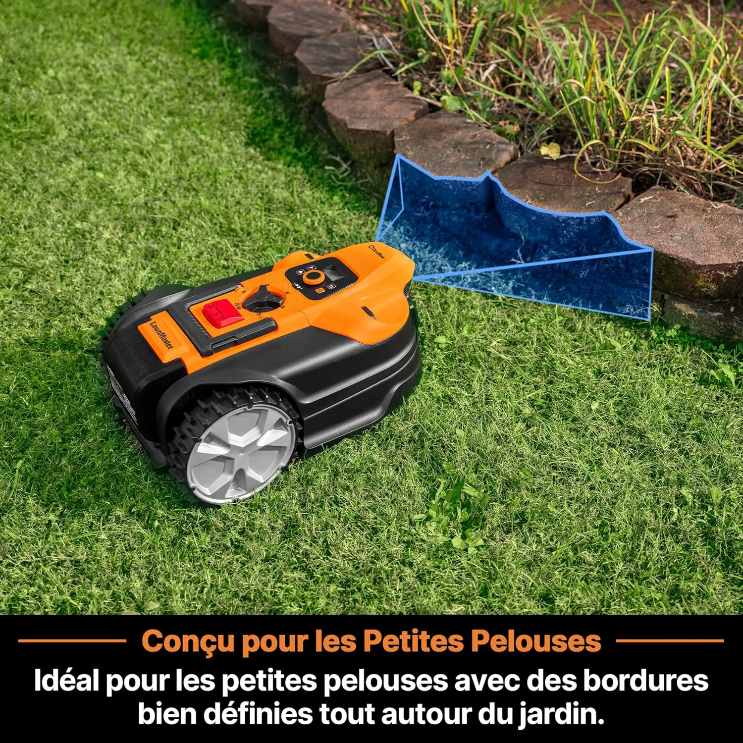 Robot tondeuse orange vue 4