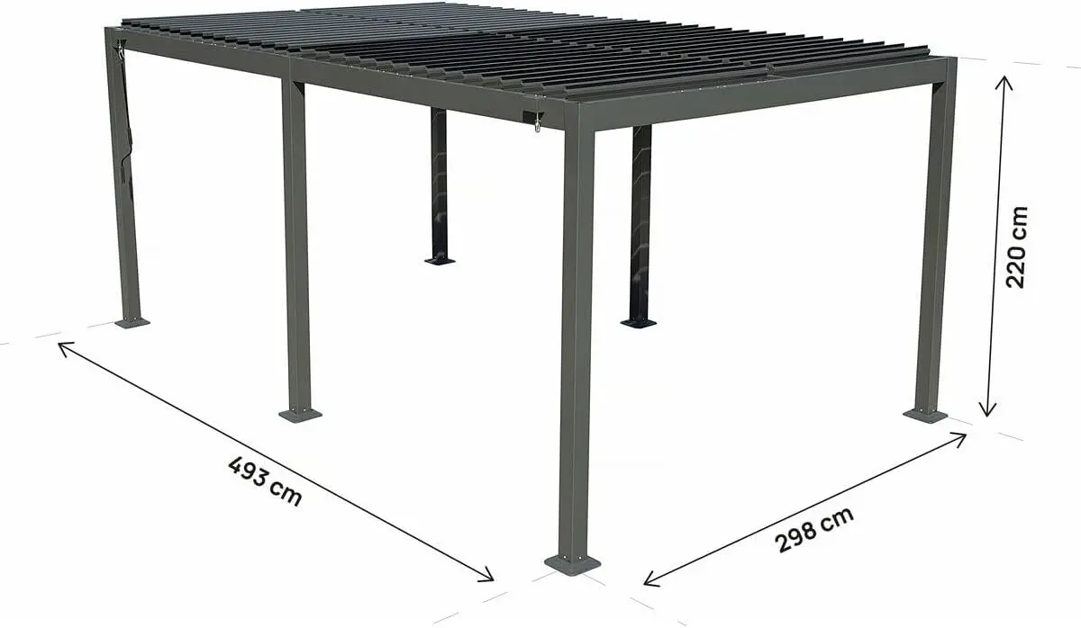 Pergola en aluminium gris 3x5 m vue 3