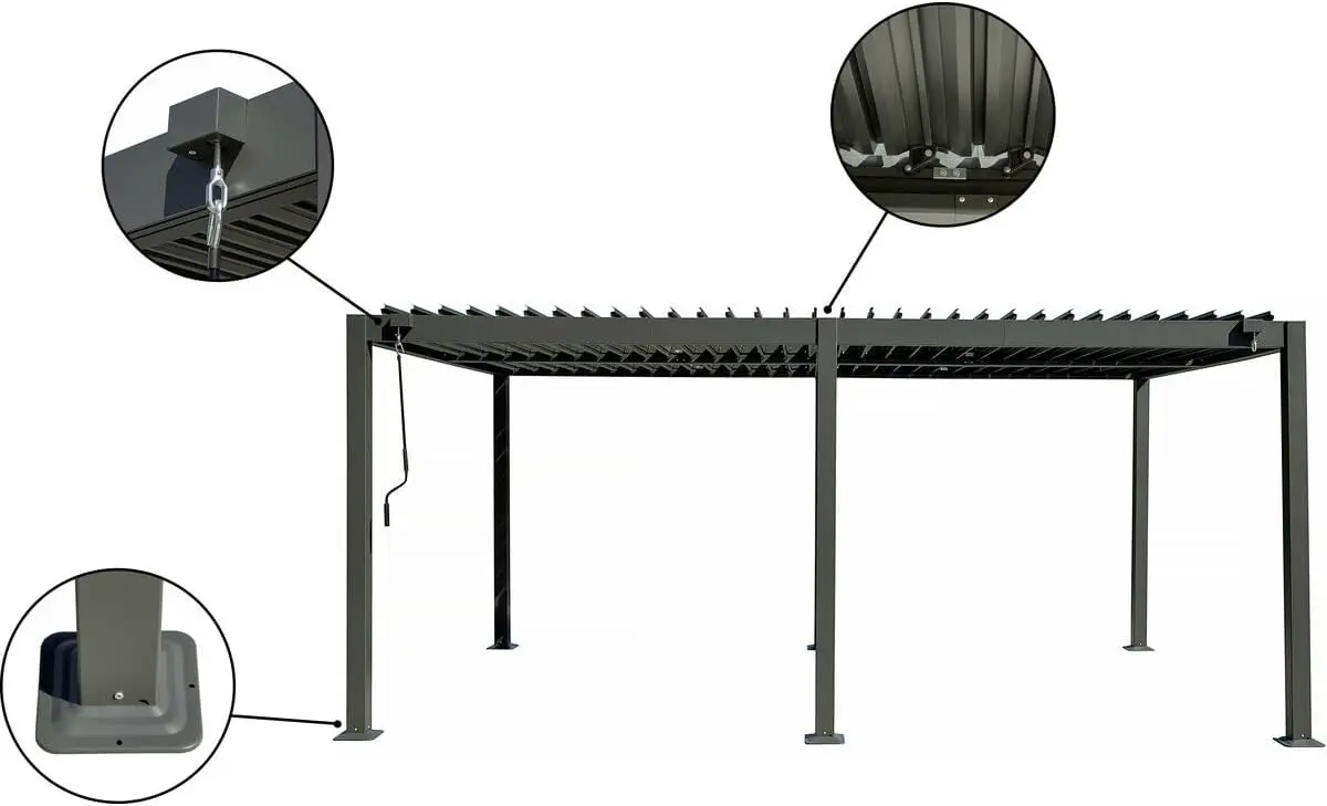 Pergola en aluminium gris 3x5 m vue 4