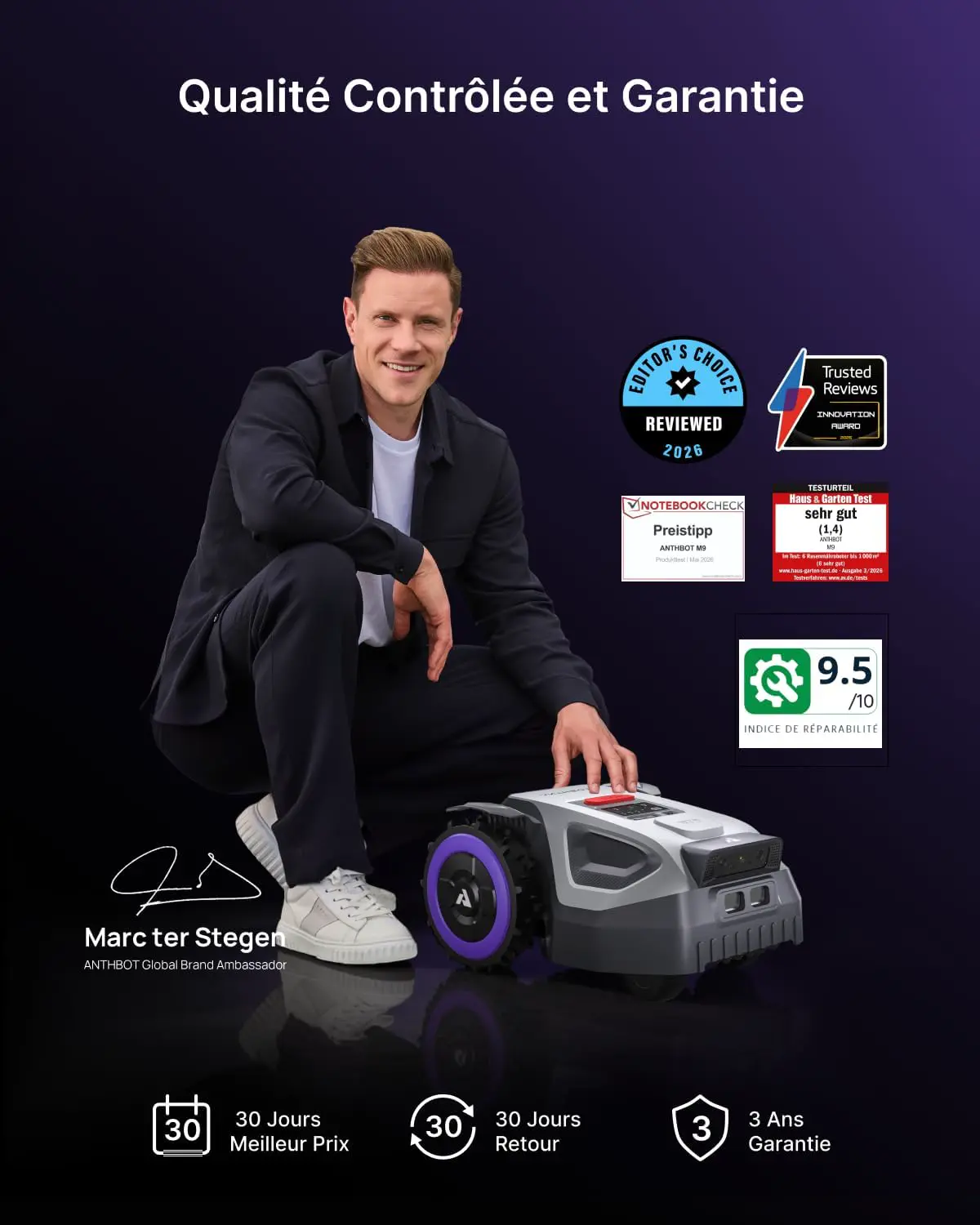 Robot tondeuse gris vue 2