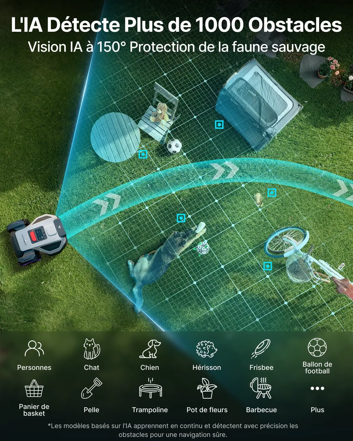 Robot tondeuse gris vue 6