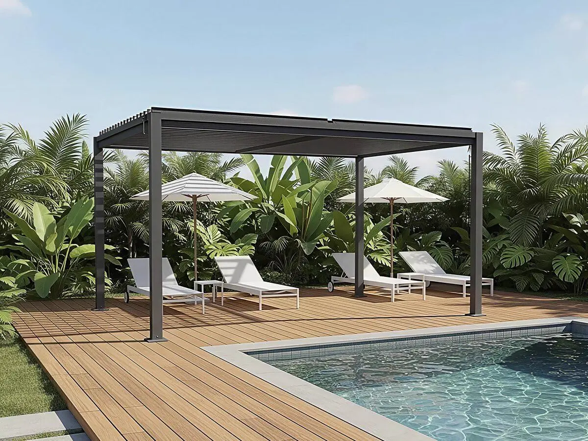 Pergola bioclimatique autoportante avec Lames orientables Howard 3 x 4 m