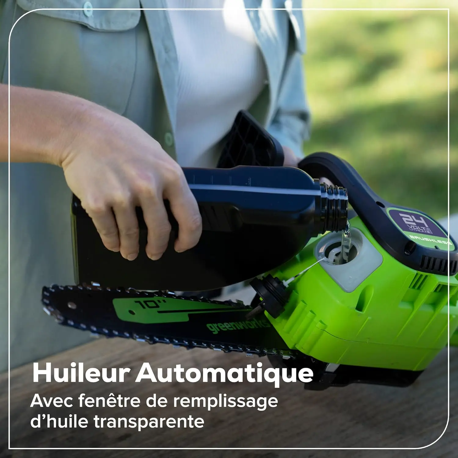 Tronçonneuse à batterie en bois vue 9