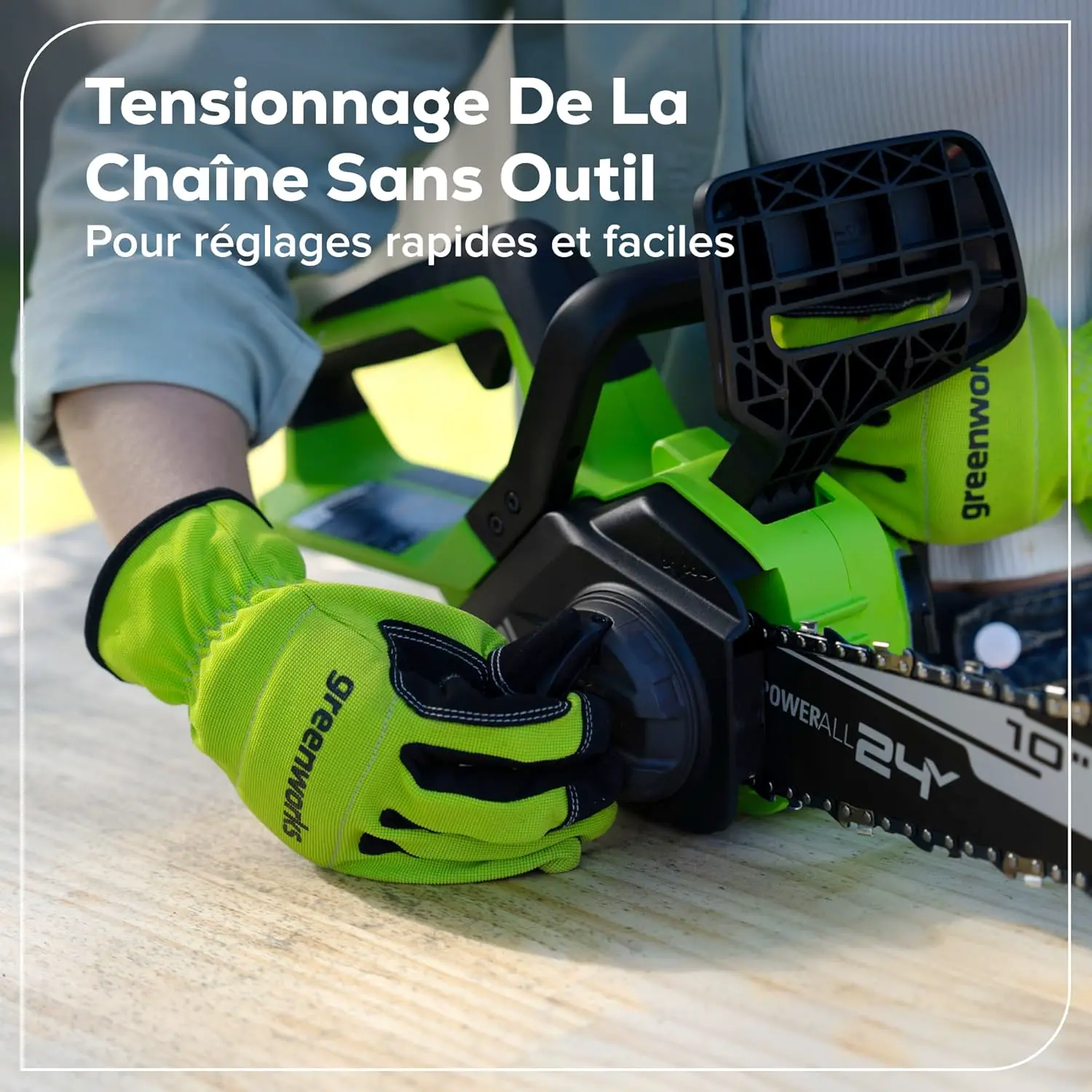 Tronçonneuse à batterie en bois vue 10