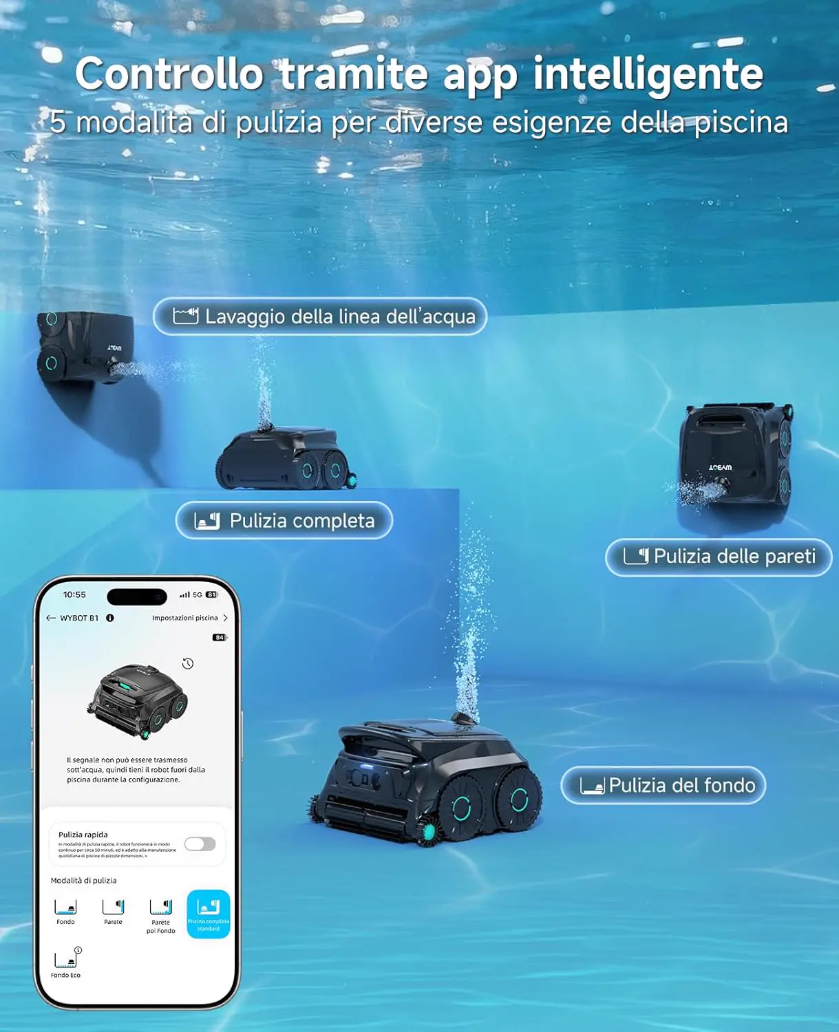 Robot piscine noir vue 5
