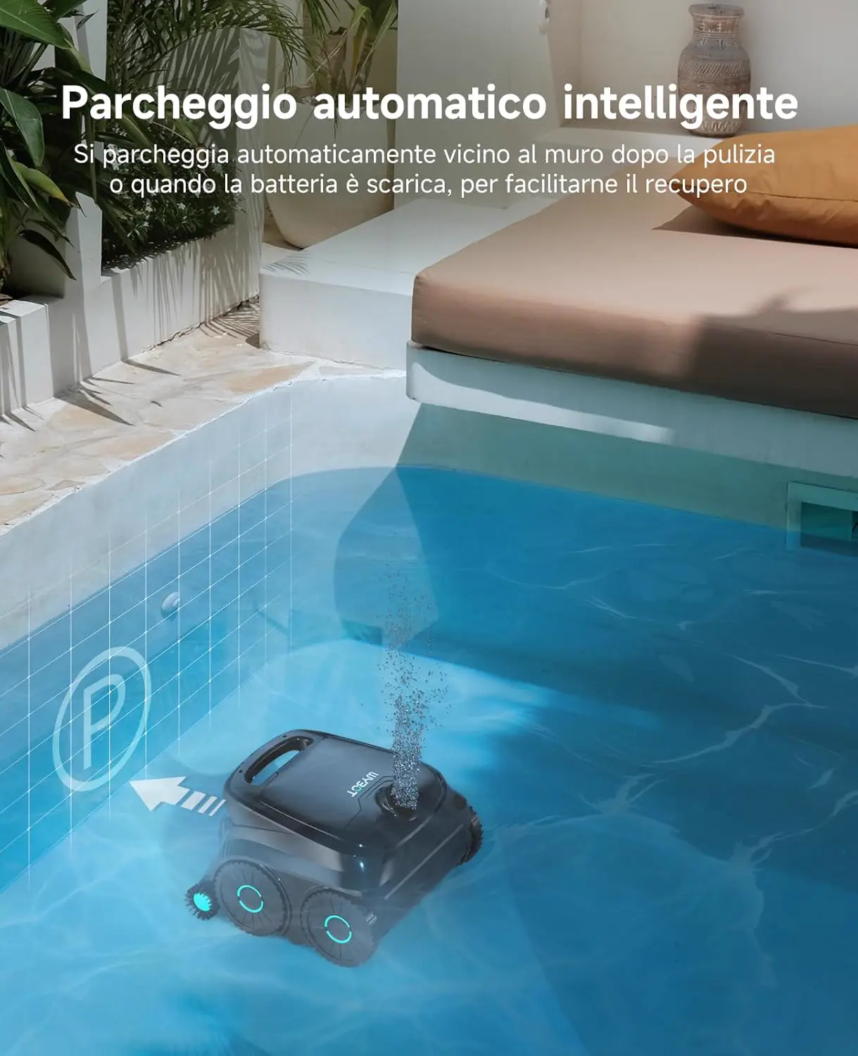 Robot piscine noir vue 8