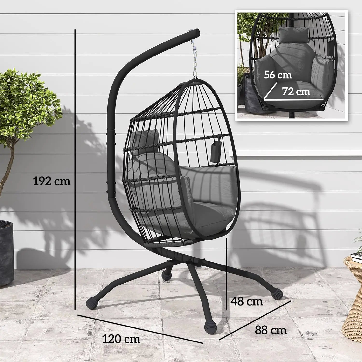 Fauteuils suspendus en métal gris vue 7