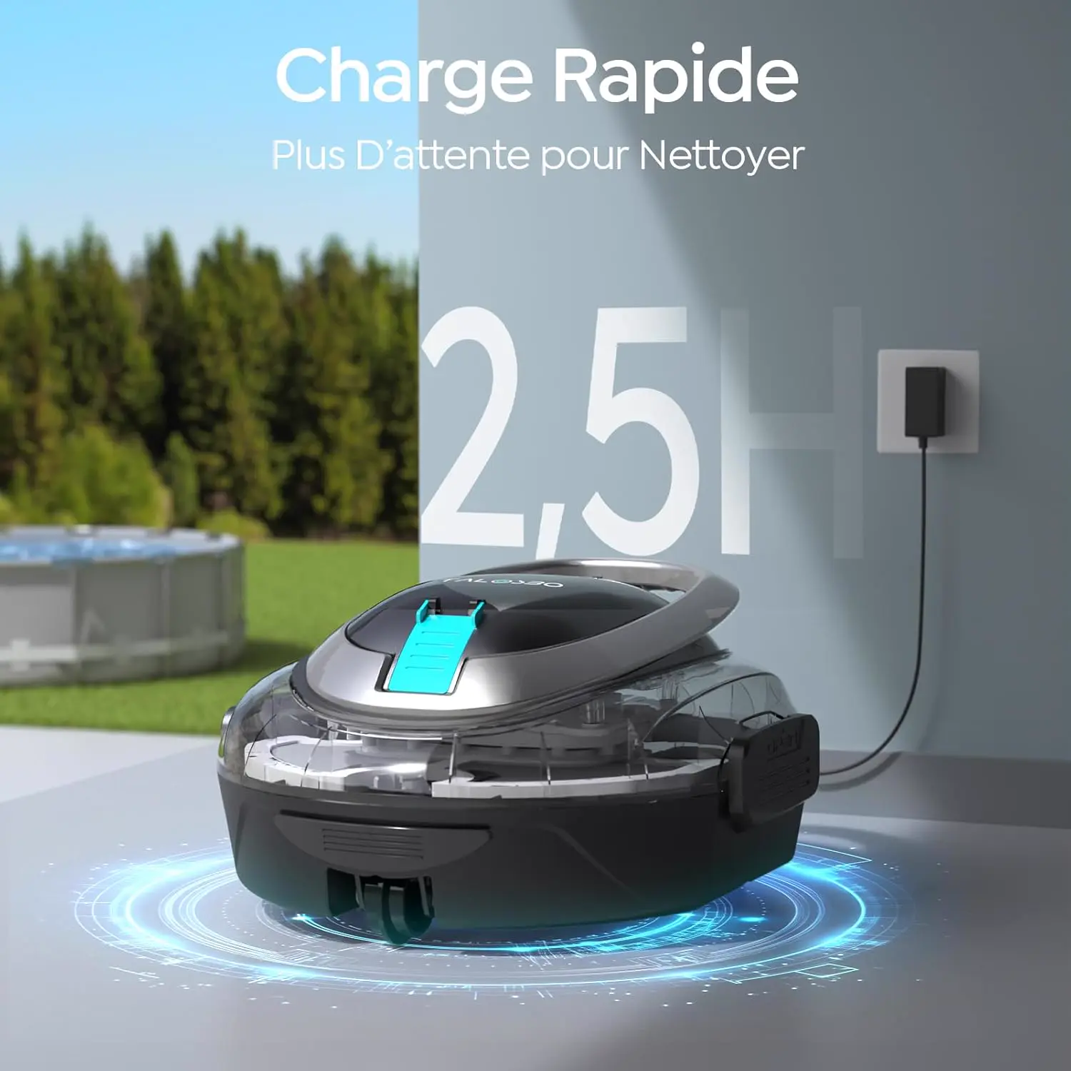 Robot piscine sable 80 m² vue 4