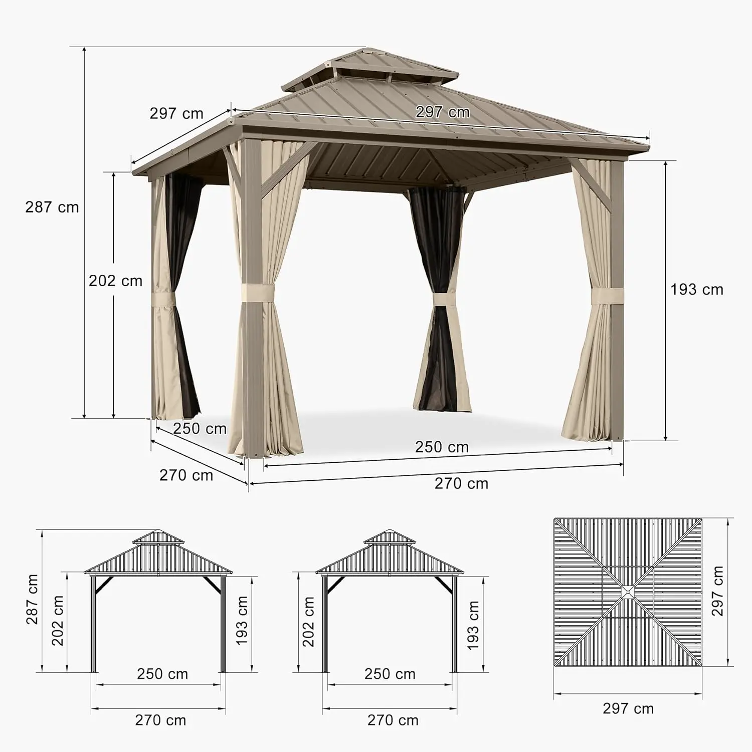 Pergola en aluminium 3x3 m vue 3