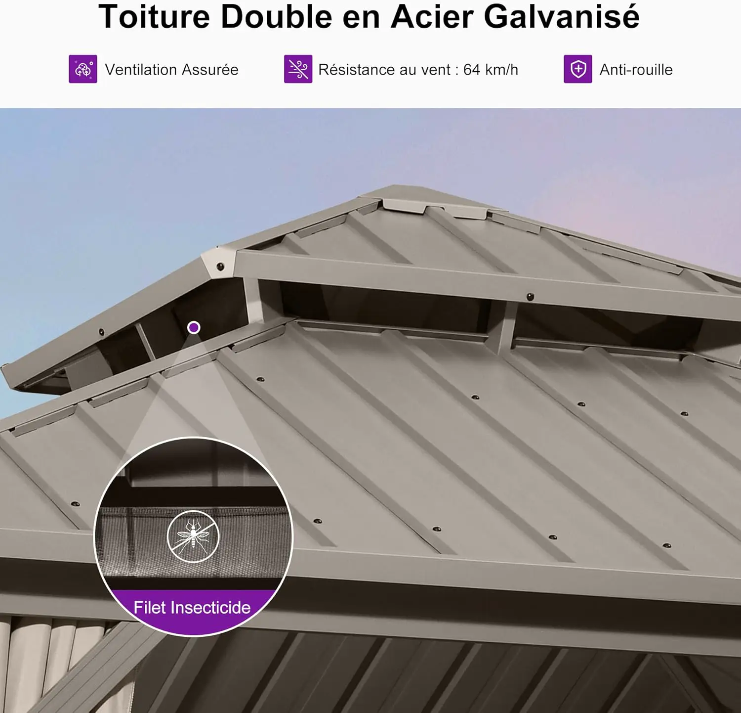 Pergola en aluminium 3x3 m vue 4