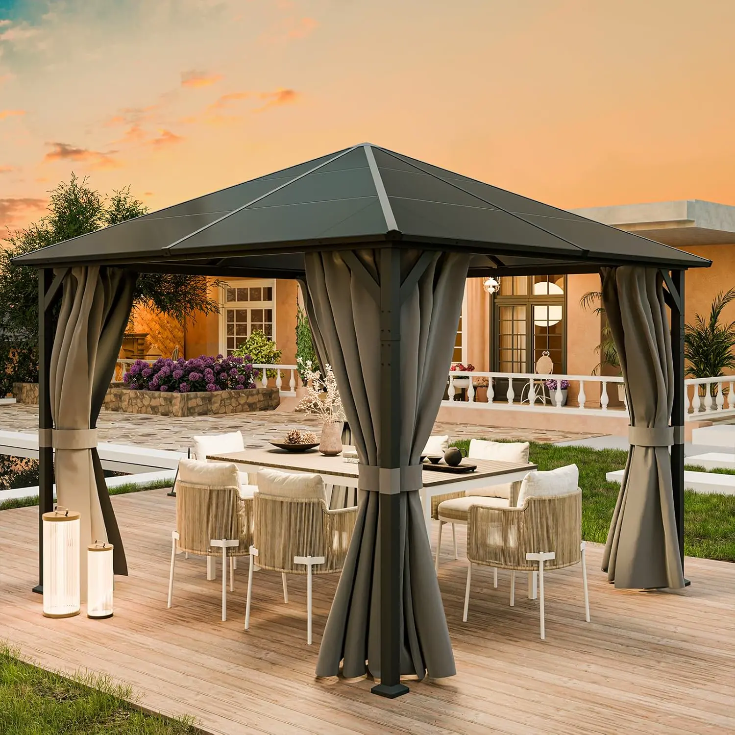 UDPATIO Tonnelle de Jardin 3x3m Imperméable