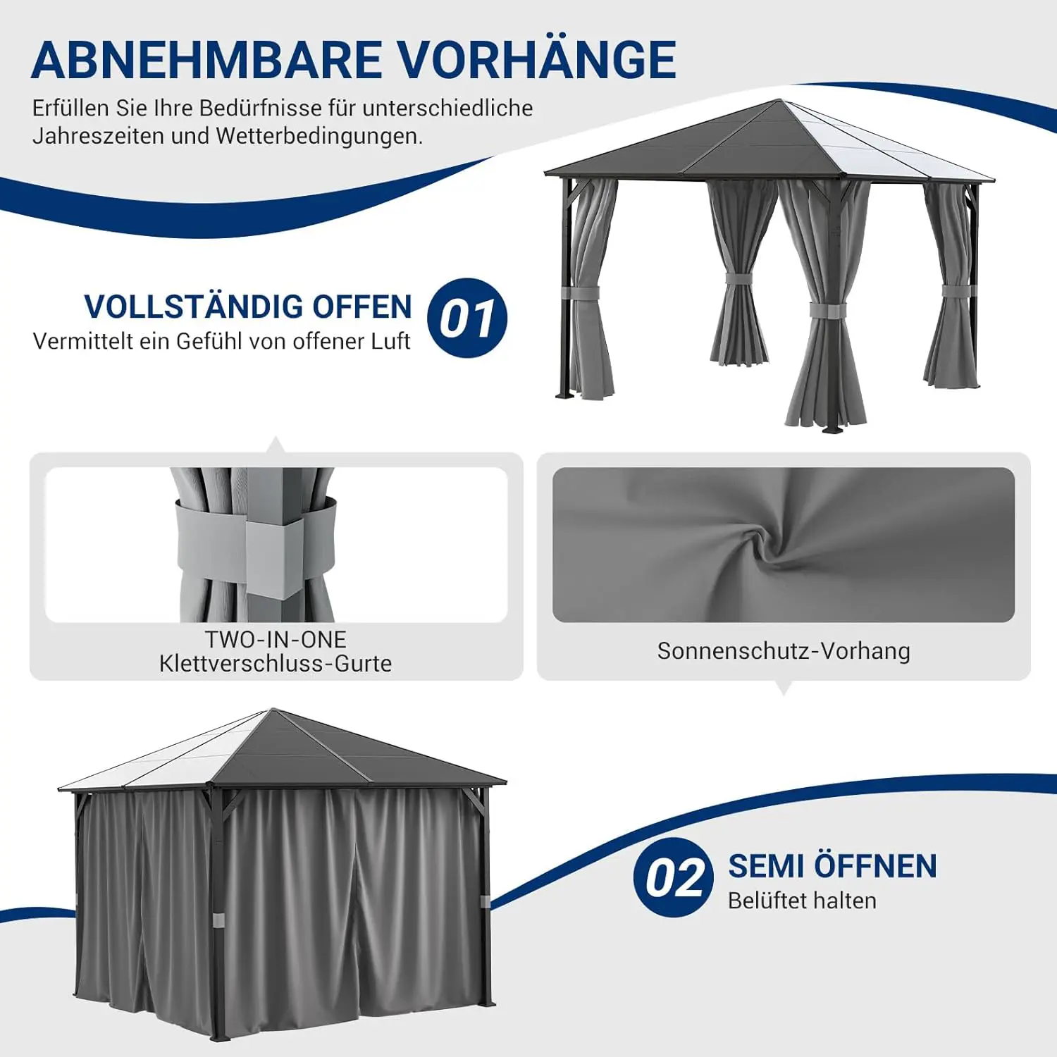 Pergola gris 3x3 m vue 6