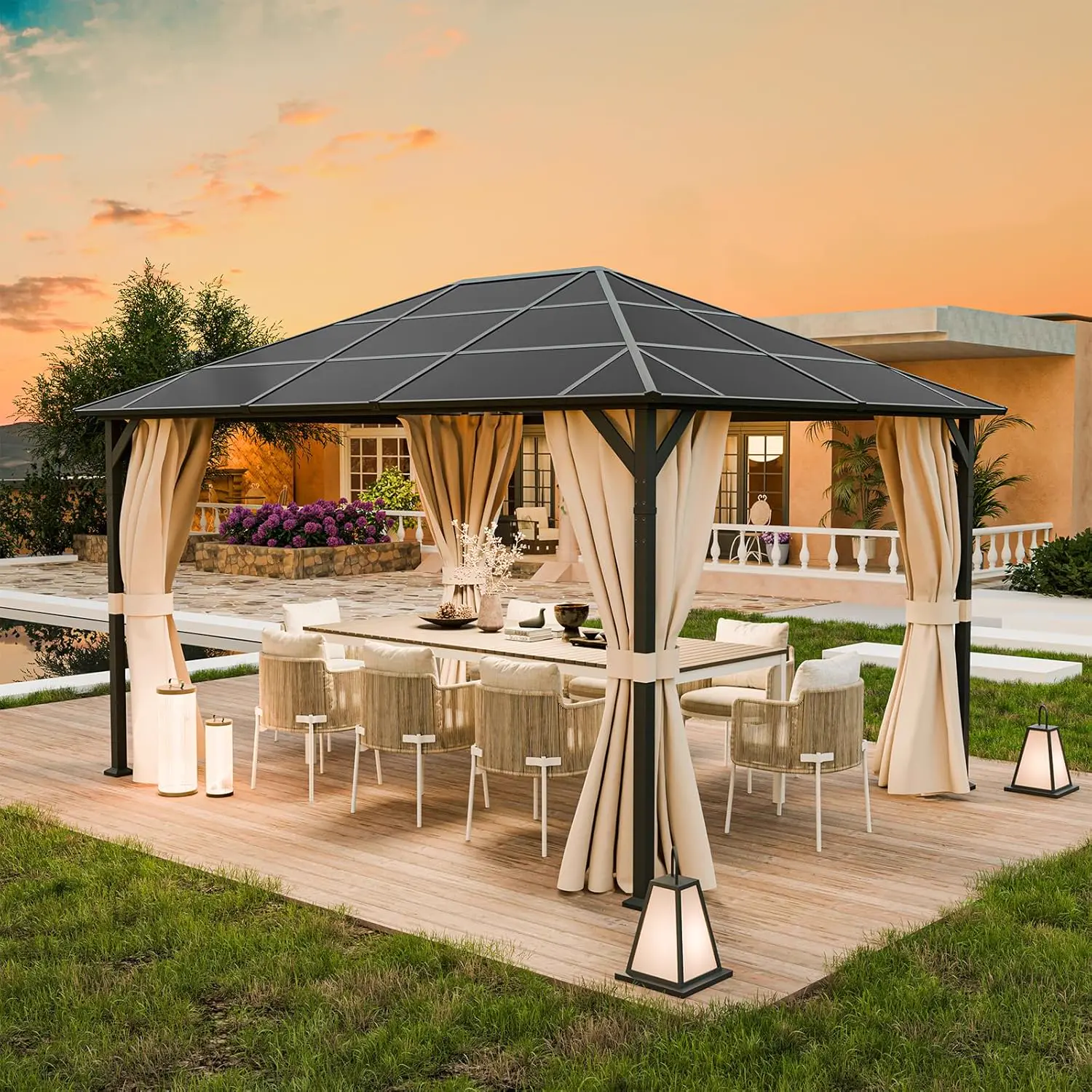 UDPATIO Tonnelle de Jardin 3x4m Imperméable