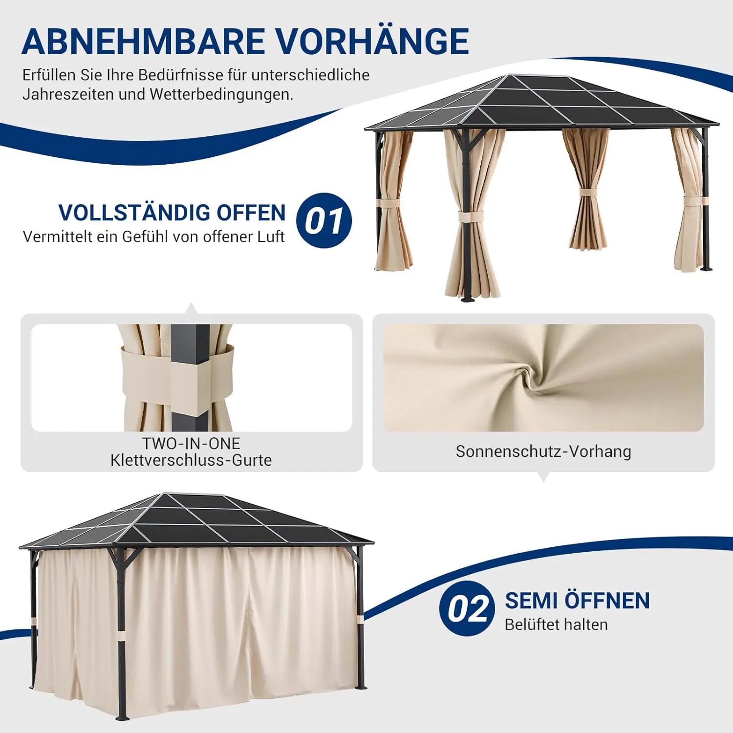 Pergola beige 3x4 m vue 6