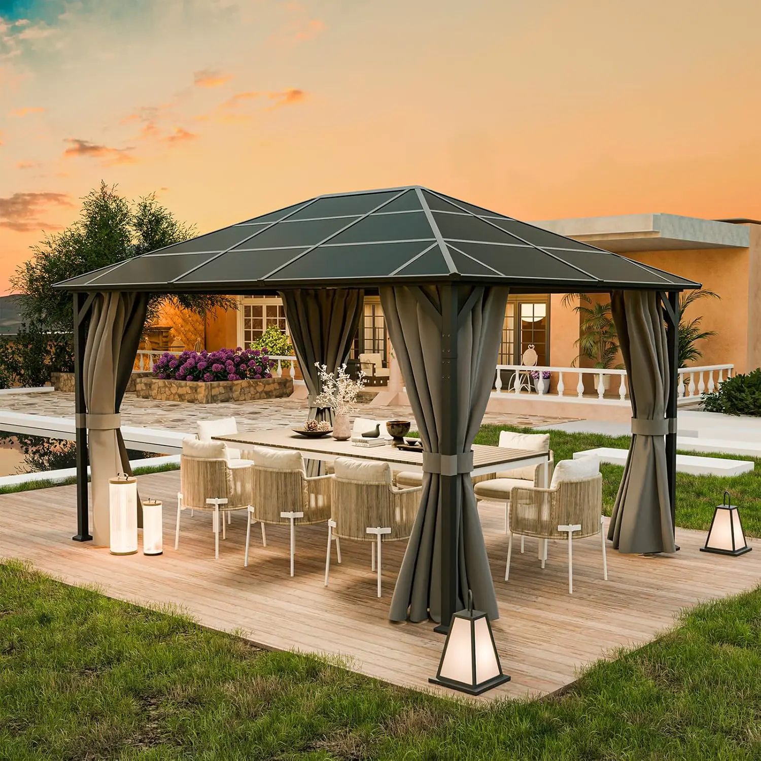 UDPATIO Tonnelle de Jardin 3x4m Imperméable