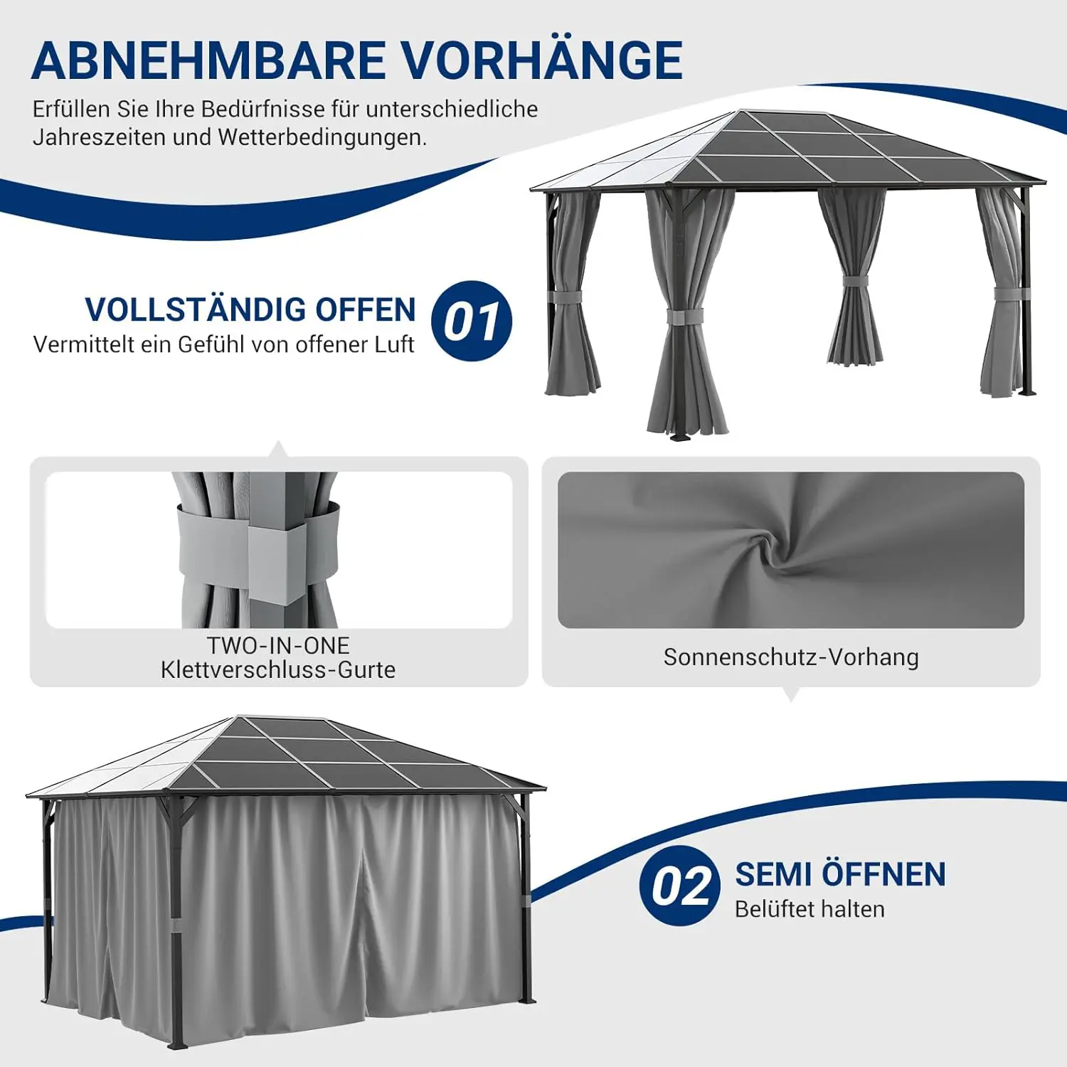 Pergola gris 3x4 m vue 6