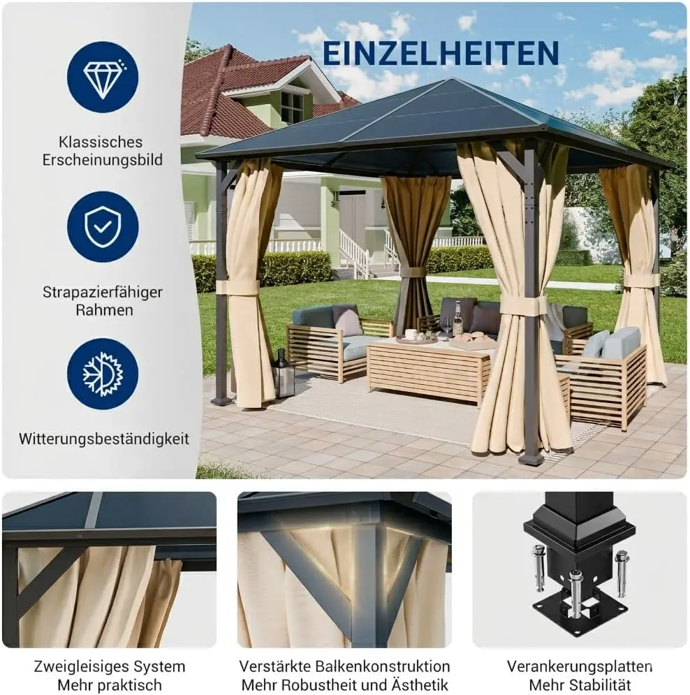 Pergola en métal beige 3x3 m vue 3
