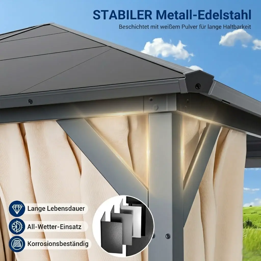Pergola en métal beige 3x3 m vue 4